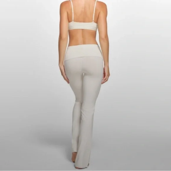 NWT SKIMS Cotton Jersey Foldover Pants -Marble Medium - Picture 3 of 11